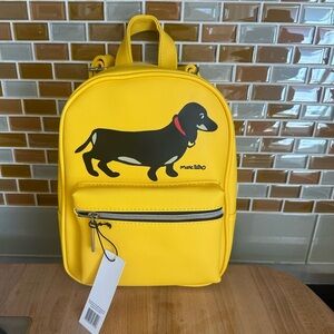 New For The Dachshund Enthusiast Mini Backpack in Vegan Leather Yellow